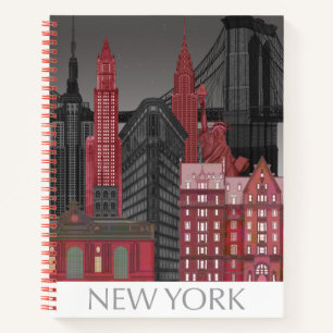 Carnet Élévations de New York par nuit - Rouge