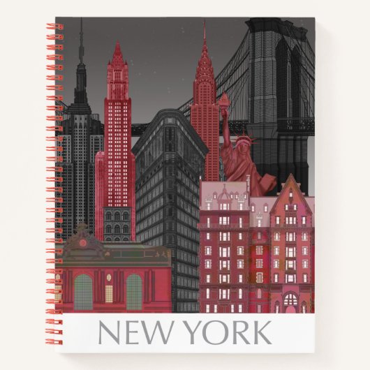 Carnet Élévations de New York par nuit - Rouge (Devant)