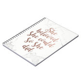 Carnet "Elle Croyait Qu'Elle Pouvait Le Faire" Rose Gold (Côté gauche)