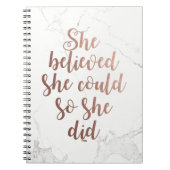Carnet "Elle Croyait Qu'Elle Pouvait Le Faire" Rose Gold (Devant)