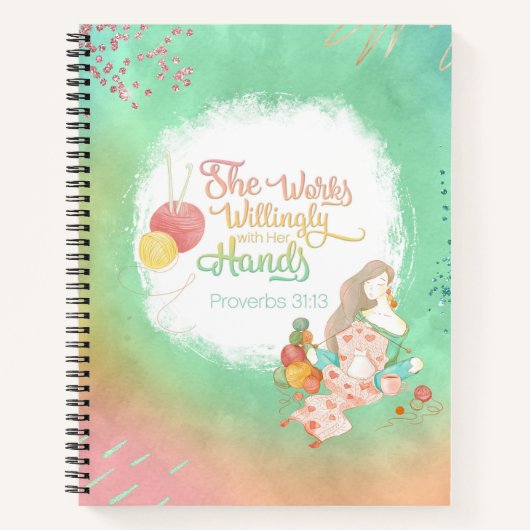 Carnet Elle travaille volontiers avec son Tricot des main (Devant)