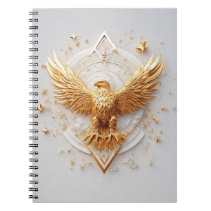 Carnet Emblème d'aigle doré avec étoiles décoratives