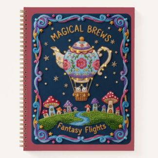 Carnet Embroidered Teapot Balloon & Mushroom Village