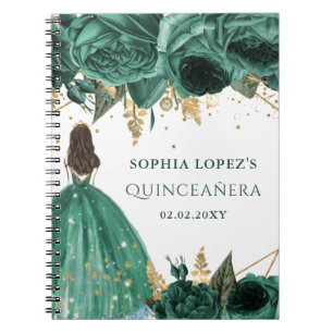 Carnet Emerald Green Floral Princess Quinceanera