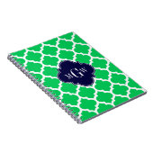 Carnet Emerald White Marocain #5 Marine 3 Monogramme init (Côté Droit)