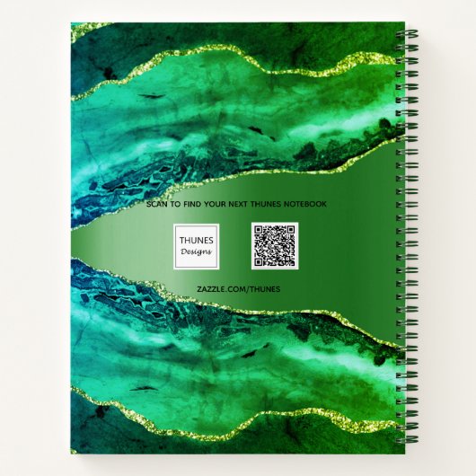 Carnet Émeraude vert agate nom de marbre (Dos)
