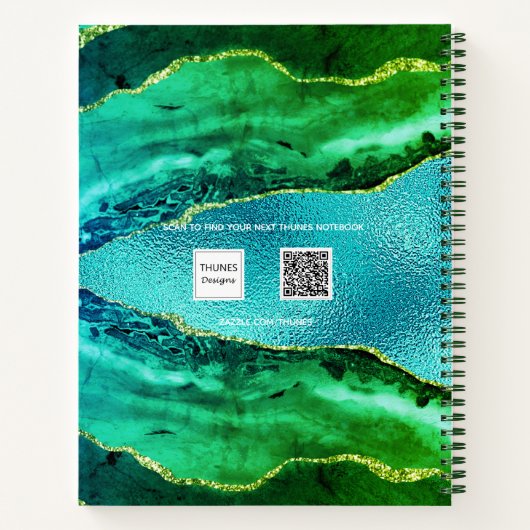 Carnet Émeraude vert bleu agate nom de marbre (Dos)