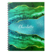 Carnet Émeraude vert bleu agate nom de marbre (Devant)