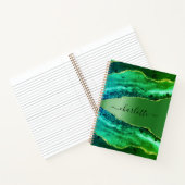 Carnet Emeraude verte agate marbre nom script (Intérieur)