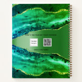 Carnet Emeraude verte agate marbre nom script (Dos)
