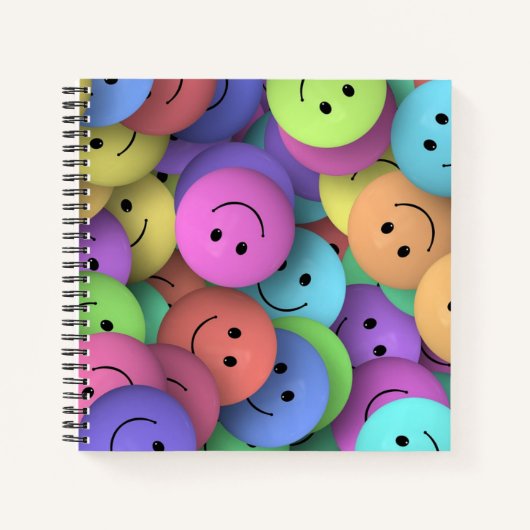 Carnet Émoji Visages Joyeux Colorés (Devant)