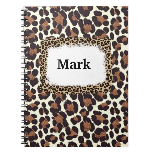 Carnet Empreinte de léopard avec nom (Devant)