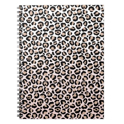 Carnet Empreinte de léopard de crème noire rose pâle (Devant)