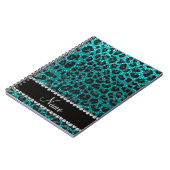 Carnet Empreinte de léopard d'parties scintillant d'aqua (Côté gauche)