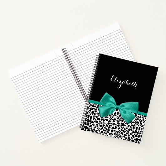 Carnet empreinte de léopard Emerald Green Ribbon Bow Chic (Intérieur)