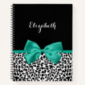 Carnet empreinte de léopard Emerald Green Ribbon Bow Chic (Devant)