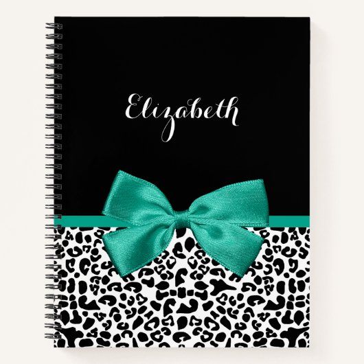 Carnet empreinte de léopard Emerald Green Ribbon Bow Chic (Devant)