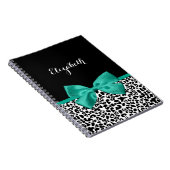 Carnet Empreinte de léopard Emerald Green Ribbon Bow Nom  (Côté Droit)