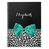 Carnet Empreinte de léopard Emerald Green Ribbon Bow Nom  (Devant)