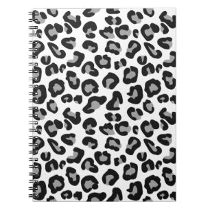 Carnet empreinte de léopard en noir et blanc avec gris /
