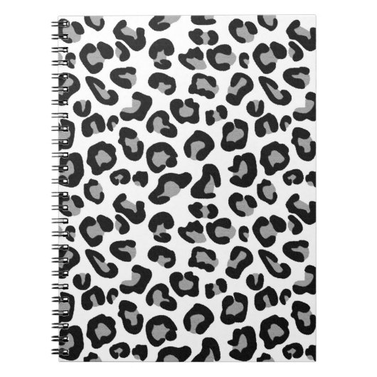 Carnet Empreinte de léopard en noir et blanc avec gris / (Devant)