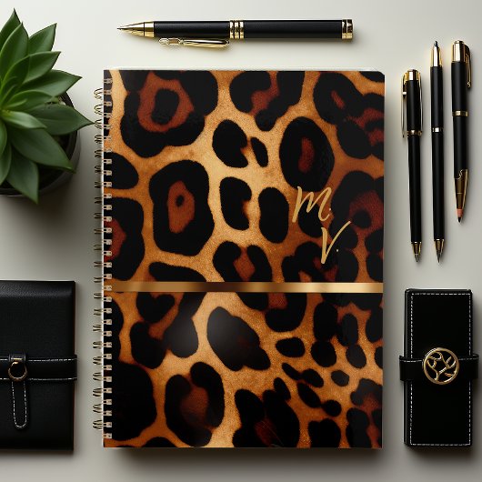 Carnet Empreinte de léopard monogramme chic et tendance