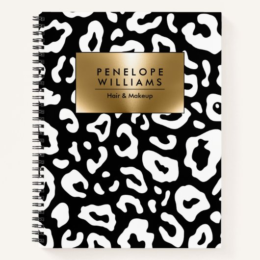Carnet Empreinte de léopard noir et blanc (Devant)