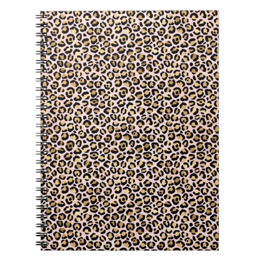 Carnet Empreinte de léopard noir rose vif (Devant)