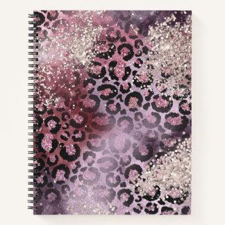 Carnet Empreinte de léopard Parties scintillant rose et v