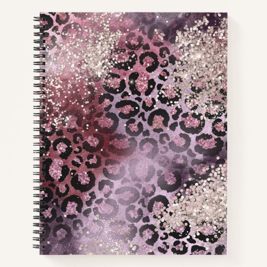Carnet Empreinte de léopard Parties scintillant rose et v (Devant)