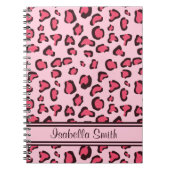 Carnet Empreinte de léopard rose faux avec nom (Devant)