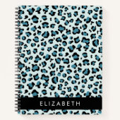 Carnet Empreinte de léopard, Spots, Leopard Bleu, Votre N (Devant)