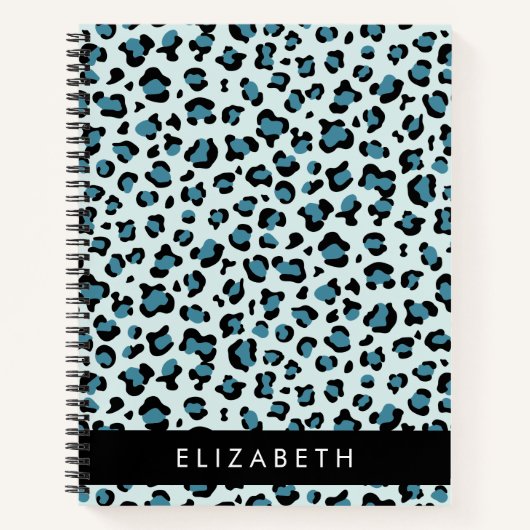 Carnet Empreinte de léopard, Spots, Leopard Bleu, Votre N (Devant)