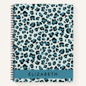 Carnet Empreinte de léopard, Spots, Leopard Bleu, Votre N (Devant)
