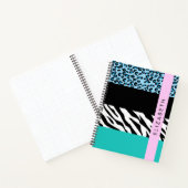Carnet Empreinte de léopard, Zebra Print, Bleu, Votre nom (Intérieur)