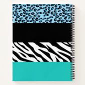 Carnet Empreinte de léopard, Zebra Print, Bleu, Votre nom (Dos)