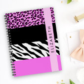 Carnet Empreinte de léopard, Zebra Print, Rose, Votre nom