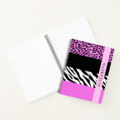 Carnet Empreinte de léopard, Zebra Print, Rose, Votre nom (Intérieur)