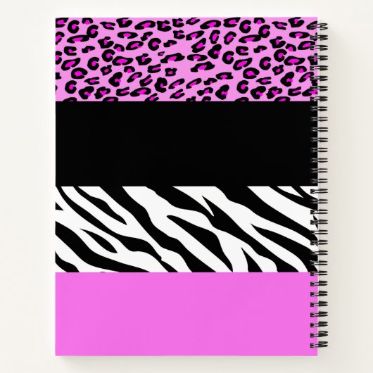 Carnet Empreinte de léopard, Zebra Print, Rose, Votre nom (Dos)