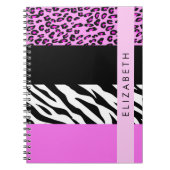 Carnet Empreinte de léopard, Zebra Print, Rose, Votre nom (Devant)