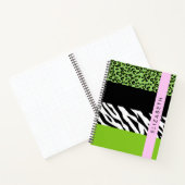 Carnet Empreinte de léopard, Zebra Print, Vert, Votre nom (Intérieur)