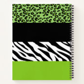 Carnet Empreinte de léopard, Zebra Print, Vert, Votre nom (Dos)