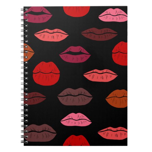 Carnet Empreinte de lèvres, baisers rose rouge. (Devant)