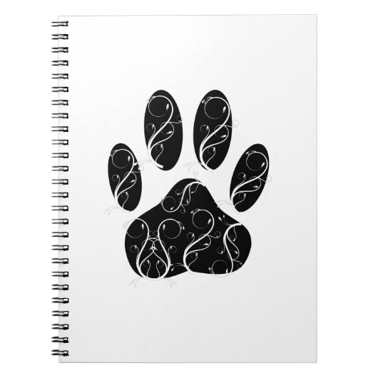 Carnet Empreinte de patte Chien Noir Avec Flouris Blanc (Devant)