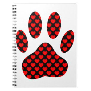 Carnet Empreinte de patte de chien avec les coeurs