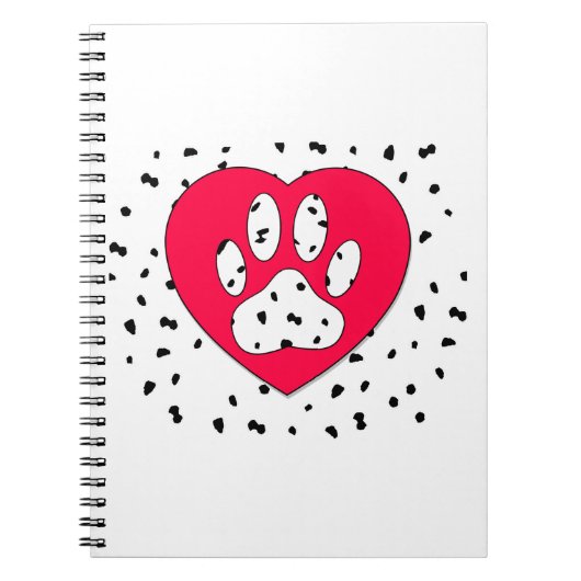 Carnet Empreinte de patte de Chien Dalmatien Dans Le Coeu (Devant)
