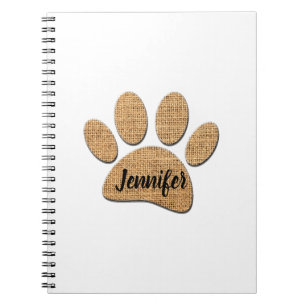 Carnet Empreinte de patte de chien en toile de jute
