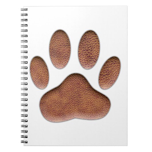 Carnet Empreinte de patte de chien texture cuir (Devant)