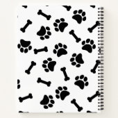 Carnet Empreinte de patte moderne noir et blanc Nom perso (Dos)