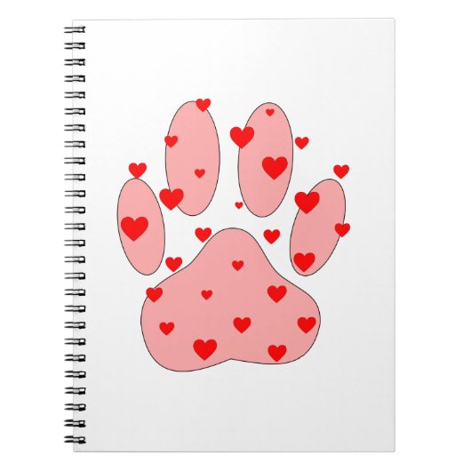 Carnet Empreinte de patte rose aux coeurs (Devant)